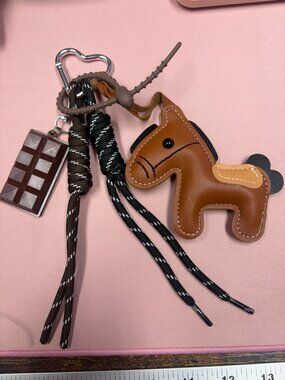Large Y2K purse charm or keychain with horse paracord chocolate bar heart clip